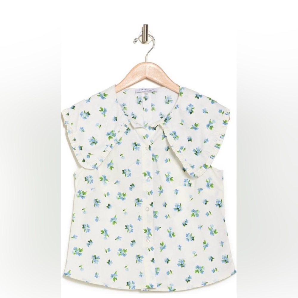 WeWoreWhat Floral Ruffle Collar Blouse